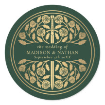 Gold Green Royal Medieval Sword Wedding 