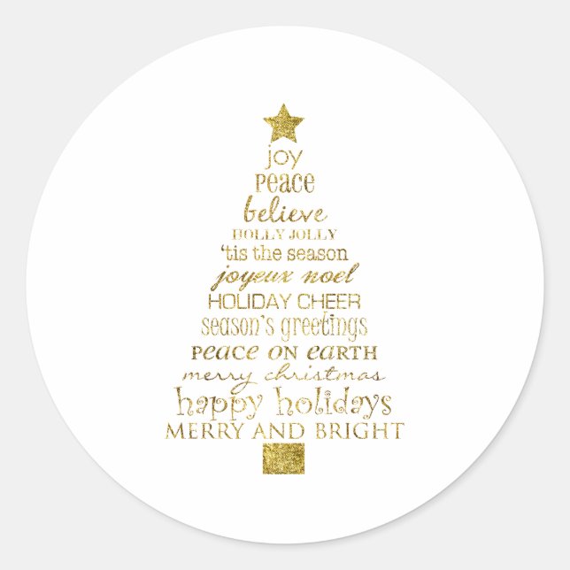 Adesivo Gold Inspirational Christmas Tree Peace Joy (Frente)