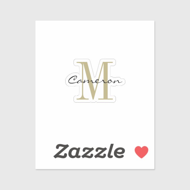 Adesivo Gold Monogram Initial and Name Personalized (Folha)