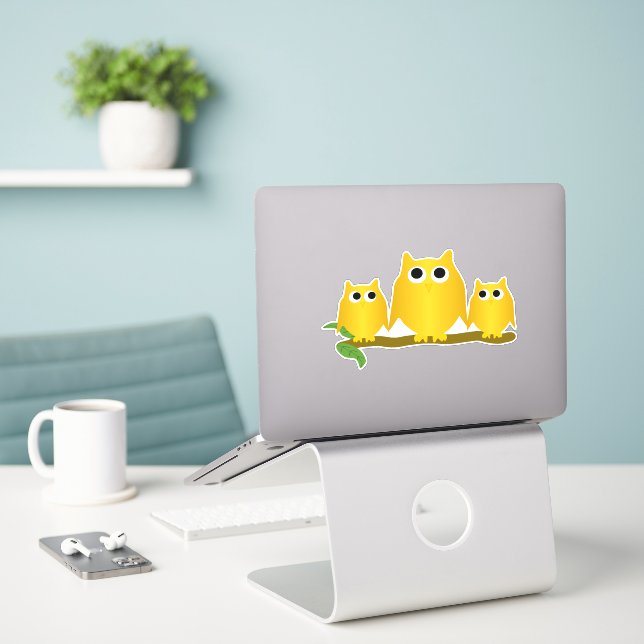 Adesivo Gold Owls Design (Laptop na mesa)