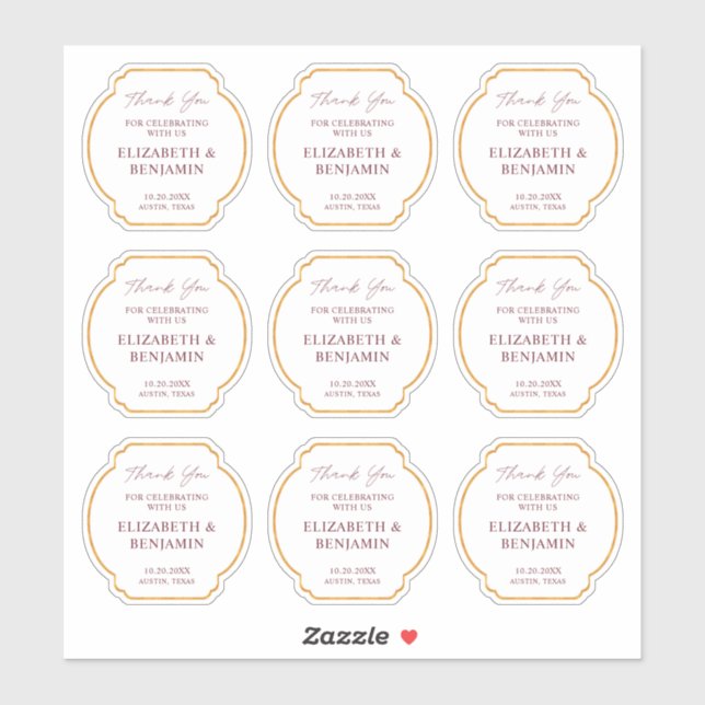 Adesivo Gold Rustic Boho Chic Wildflower Wedding Thank You (Folha)