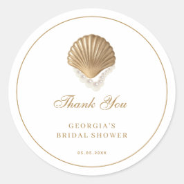 Adesivo Gold Seashell Coastal Bridal Shower Thank You