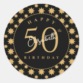 Adesivo Gold Stars 50th Birthday Custom Name 