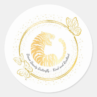 Adesivo Gold Tiger Brave Beauty Butterfly, Kind, Resilient
