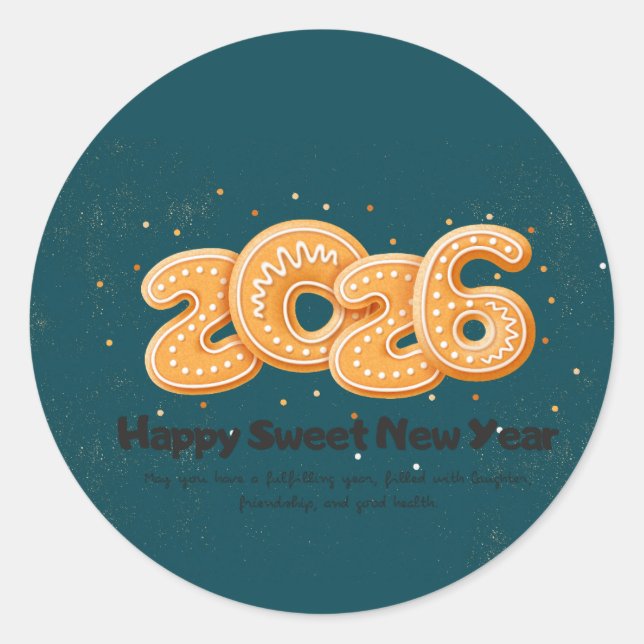 Adesivo Gold typography happy new year 2026 (Frente)