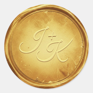 Adesivo Gold Wax Seal Stickers Initials Wedding Envelope
