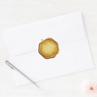 Adesivo Gold Wax Seal Stickers Initials Wedding Envelope