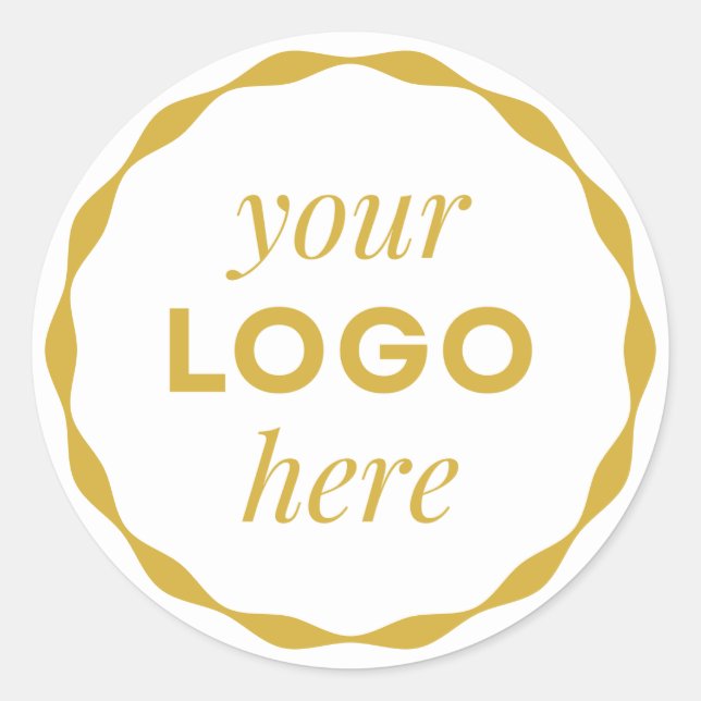 Adesivo Gold White Custom Logo Scalloped Circle Sticker (Frente)