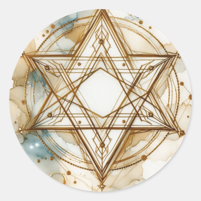 Adesivo Gold White Star Of David Abstract Modern Trendy (Frente)