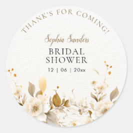 Adesivo Golden and Beige Watercolor Flowers Bridal Shower