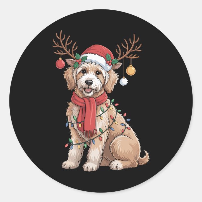 Adesivo Golden Doodle Gorgeous Reindeer Christmas Tree  (Frente)