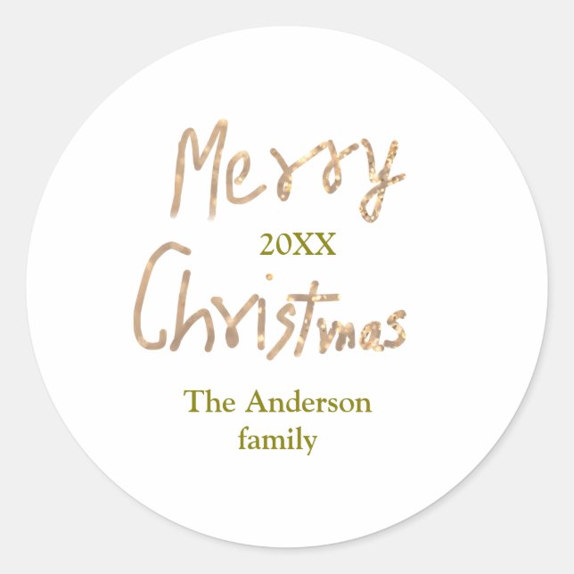 Adesivo Golden glitter merry christmas add family name yea (Frente)