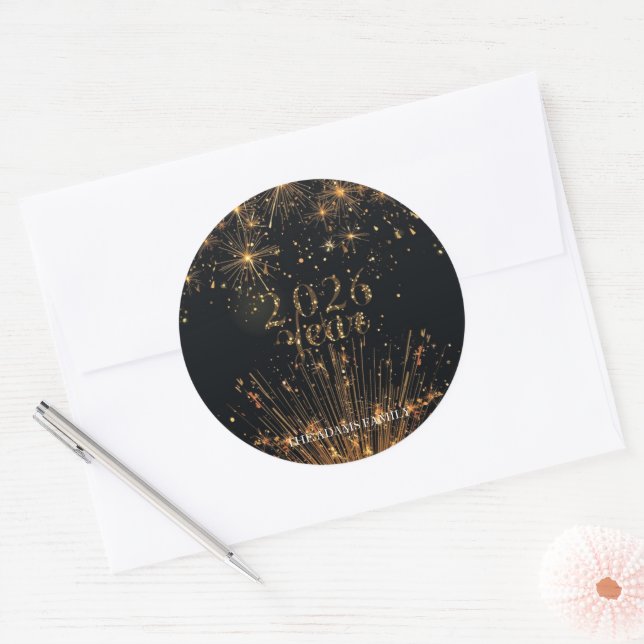 Adesivo Golden glitter Name Happy New Year  (Envelope)