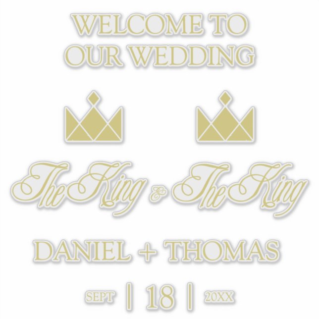 Adesivo Golden King Crowns for Gay Wedding (Frente)