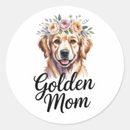 Adesivo Golden Mom Golden Retriever Floral Sticker Golden 