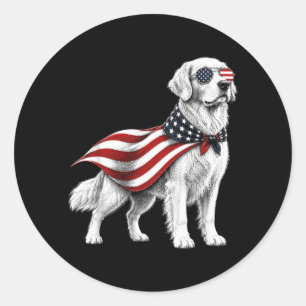 Adesivo Golden Retriever 4 De Julho Bandeira Americana Cac