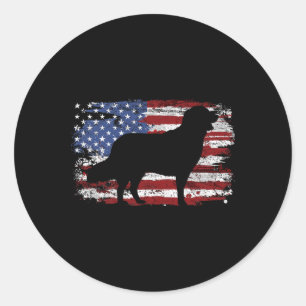 Adesivo Golden Retriever Bandeira Vintage EUA