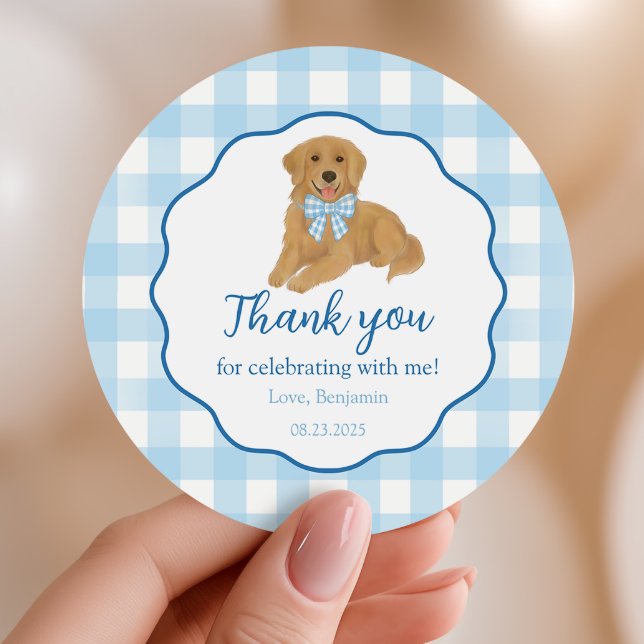 Adesivo Golden Retriever Birthday Party Favor Thank You (Criador carregado)