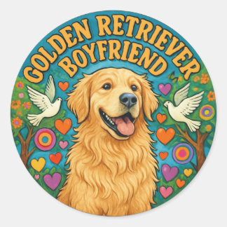 Adesivo Golden Retriever Boyfriend Funny Retro Dog Lover