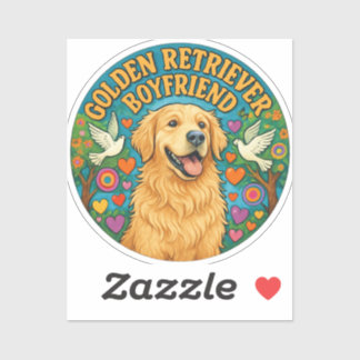 Adesivo Golden Retriever Boyfriend Funny Retro Dog Lover