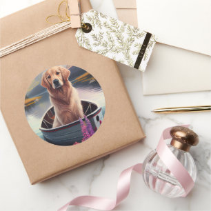Adesivo Golden Retriever em uma Canoa: Uma Aventura Cênica