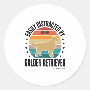 Adesivo Golden Retriever Facilmente Distraído Vintage Dese