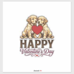 Adesivo Golden Retriever Feliz Dia dos Namorados