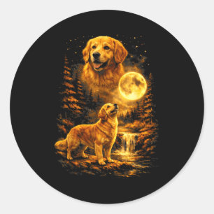 Adesivo Golden Retriever Noite enluarada Arte Cão Uivando