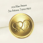 Adesivo Golden Two Hearts Intertwined Wedding<br><div class="desc">Golden Two Hearts Intertwined  Wedding Designed by Carrie Fink.  Printed and shipped by Zazzle or their partners.</div>