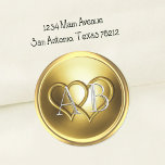 Adesivo Golden Two Hearts Intertwined Wedding<br><div class="desc">Golden Two Hearts Intertwined  Silver Wedding Designed by Carrie Fink.  Printed and shipped by Zazzle or their partners.</div>