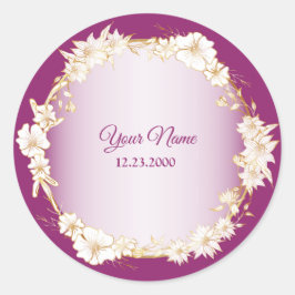 Adesivo Golden White Floral Pink Geometric Rustic Wedding