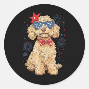 Adesivo Goldendoodle 4º De Julho, Doodle Ouro Patriótica D