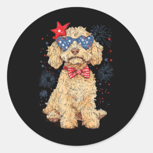 Adesivo Goldendoodle 4 De Julho Patriótico Golden Doodle D