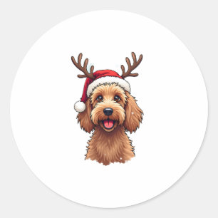 Adesivo Goldendoodle Cachorro Rena de Natal Férias Doodle