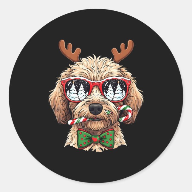 Adesivo Goldendoodle Christmas Reindeer Holiday Dog Lover  (Frente)