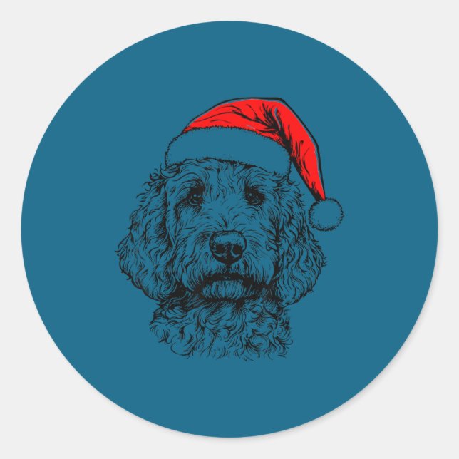 Adesivo Goldendoodle Christmas Santa Hat Xmas Pajama Golde (Frente)
