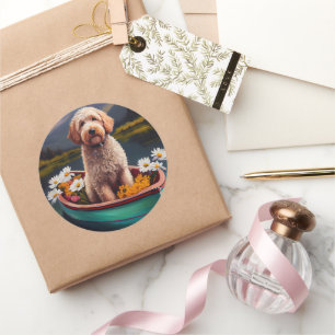 Adesivo Goldendoodle em uma Paddle: Uma Aventura Cênica