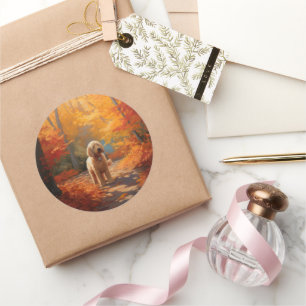 Adesivo Goldendoodle no outono deixa cair inspiração