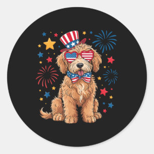 Adesivo Goldendoodle Patriótico 4 De Julho Doodle Dourado