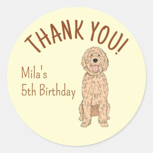 Adesivo Goldendoodle Personalizado Obrigado Neutro Anivers