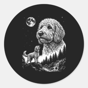 Adesivo Goldendoodle uivando para a lua engraçado cachorro