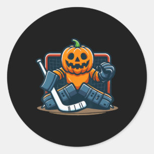 Adesivo Goleiro de Hóquei no Gelo de Abóbora de Halloween