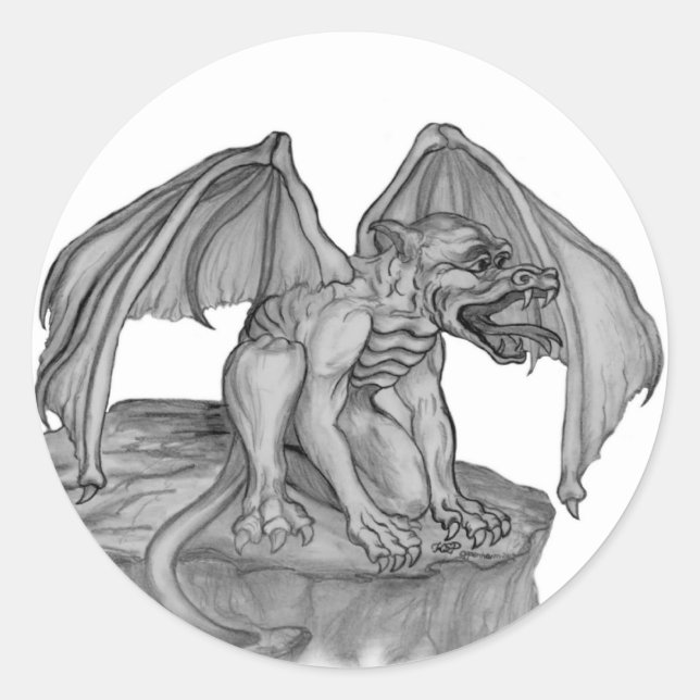 Adesivo GOLEM - Gargoyle Design preto-e-branco (Frente)