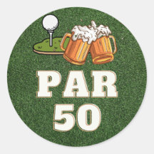 Golf 50º Aniversário Par 50 em verde com cerveja