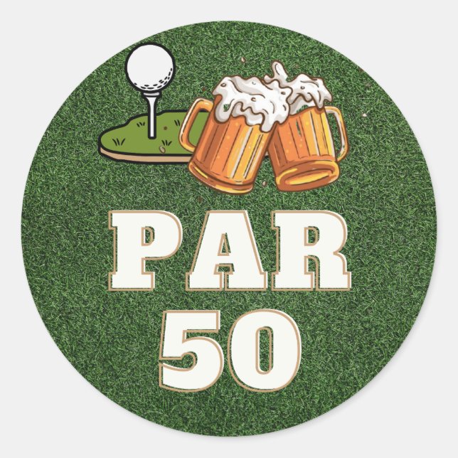 Adesivo Golf 50º Aniversário Par 50 em verde com cerveja (Frente)
