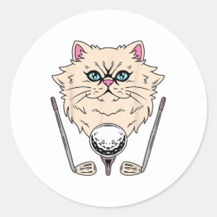 Adesivo Golf Ball Golfe Club Golfer Gato Persa