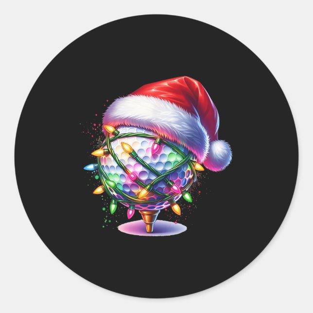Adesivo Golf Ball Santa Hat Homens Mulheres Natal Golfe X (Frente)