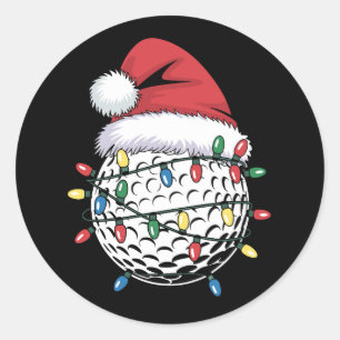 Adesivo Golf Ball Santa Hat Natal Golfing Xmas Lights