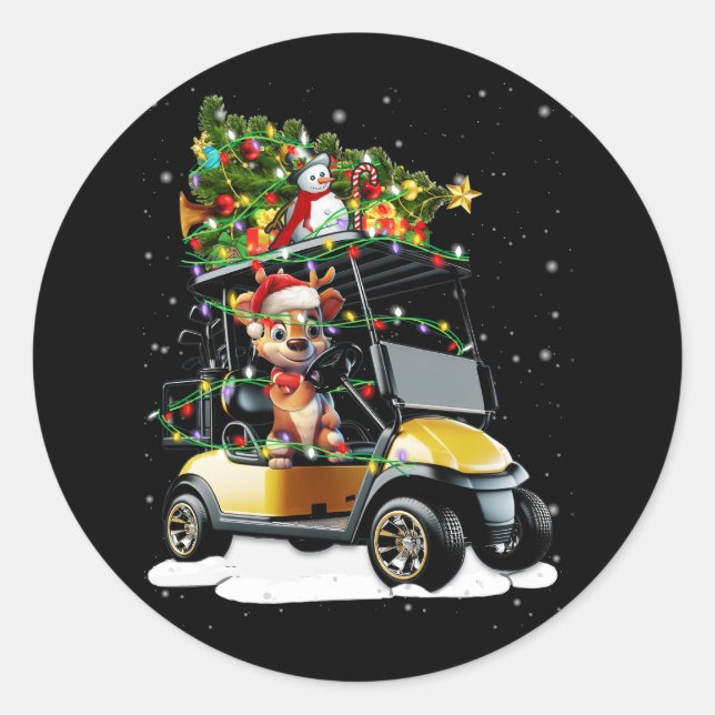 Adesivo Golf Carrinho Feliz Natal Luzes Xmas Esporte Golfi (Frente)