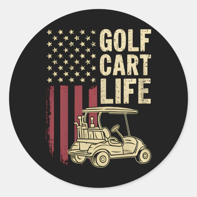 Adesivo Golf Cart Life Usa Flag Funny Golfing Pai Marido (Frente)